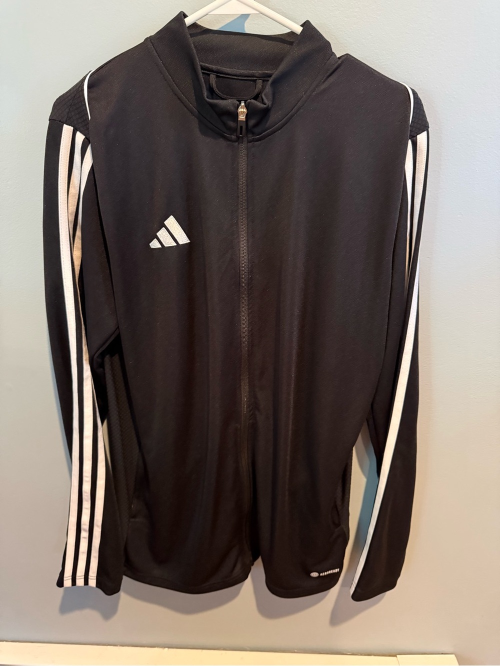 adidas Black Performance Full-Zip Jacket with White Stripes